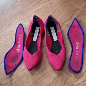 Rothy’s The Point Toe Knit Ballet Flats Shoes Fuchsia size 6.5